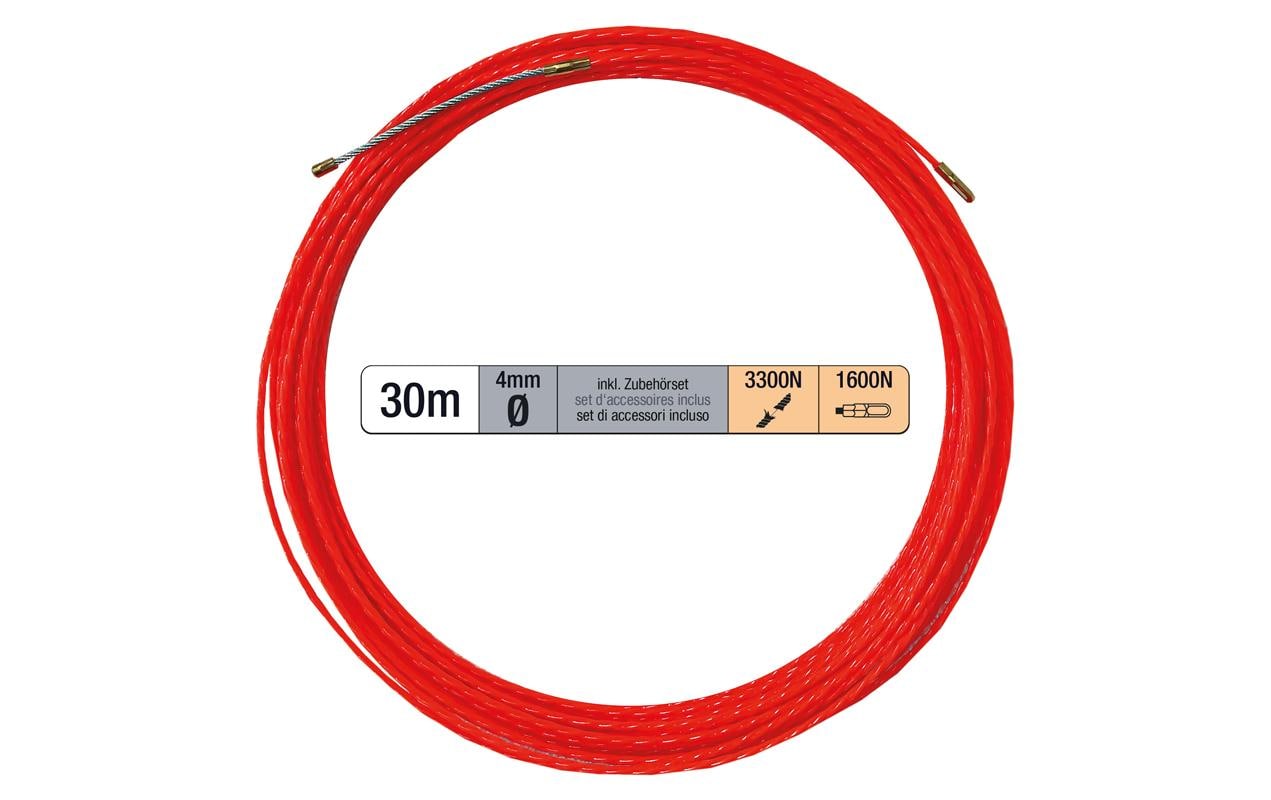 Einzugsband 4mm, 30m, PET Einzugshilfe mit Suchfeder Zubehör Set