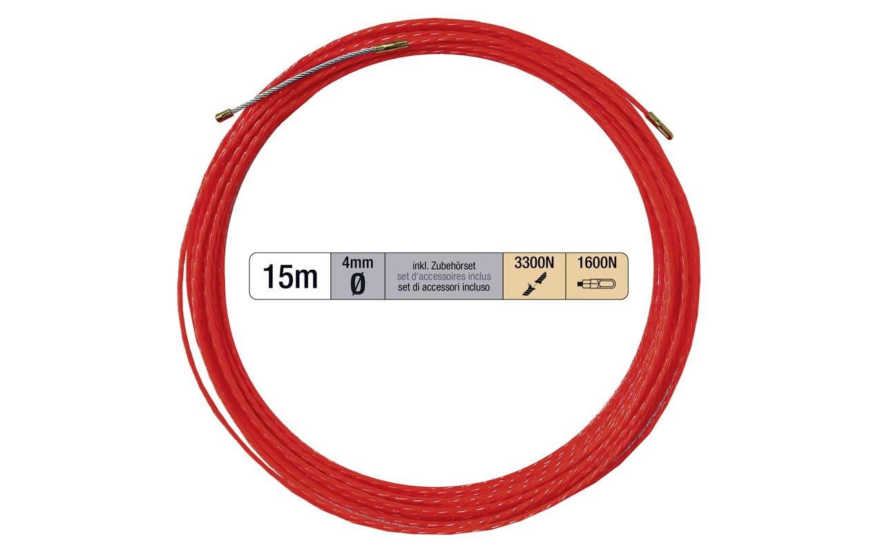 Einzugsband 4mm, 15m, PET Einzugshilfe mit Suchfeder Zubehör Set