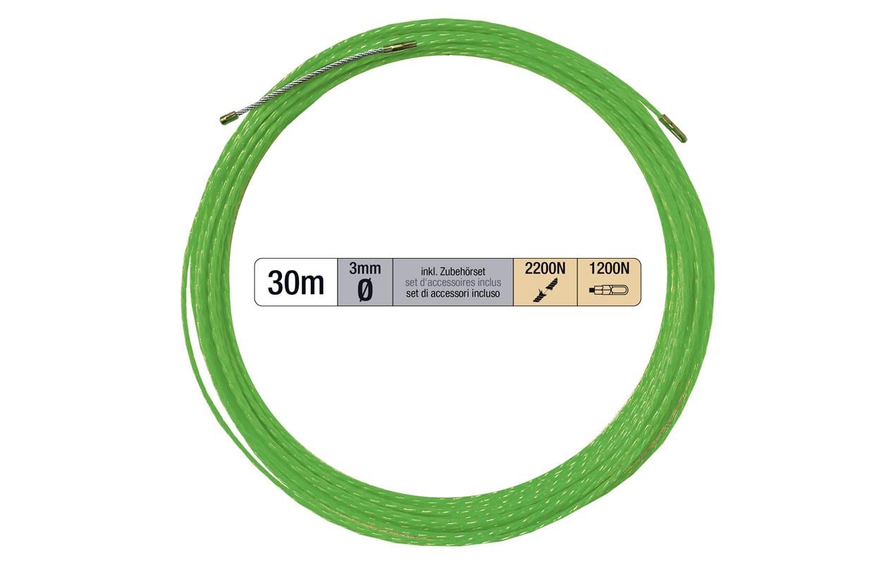 Einzugsband 3mm, 30m, PET Einzugshilfe mit Suchfeder Zubehör Set