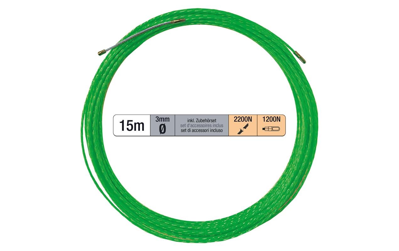Einzugsband 3mm, 15m, PET Einzugshilfe mit Suchfeder Zubehör Set