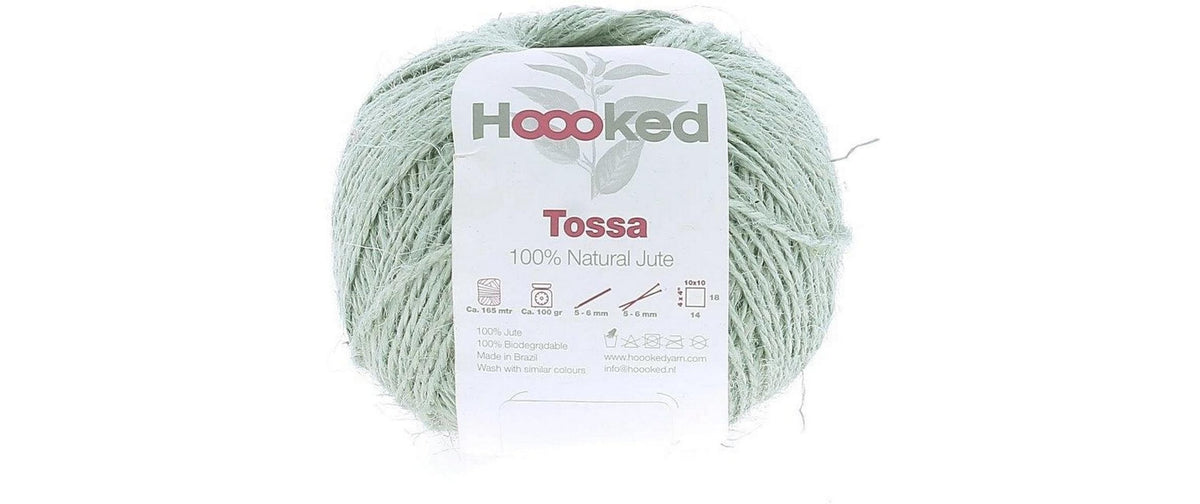 Hoooked Wolle Natural Jute Tossa Knäuel 100 g, 165 m, 100 % JU, Mint