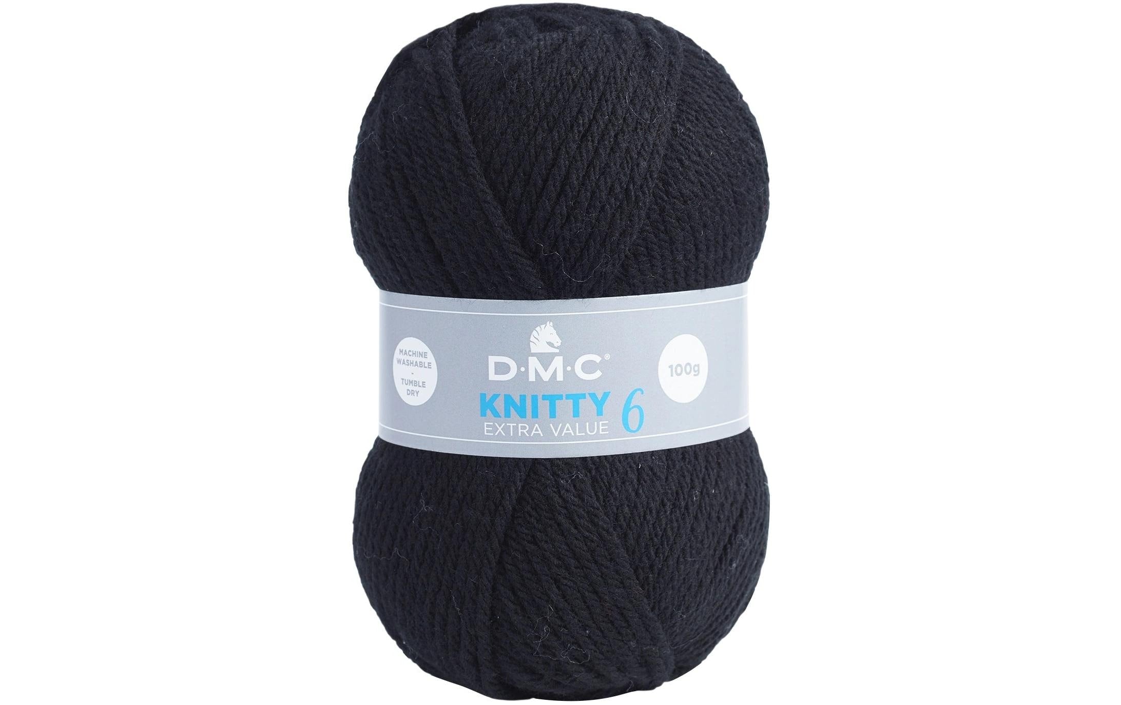 DMC Wolle Knitty 6 schwarz 100 g, 137 m, 100 % PAN