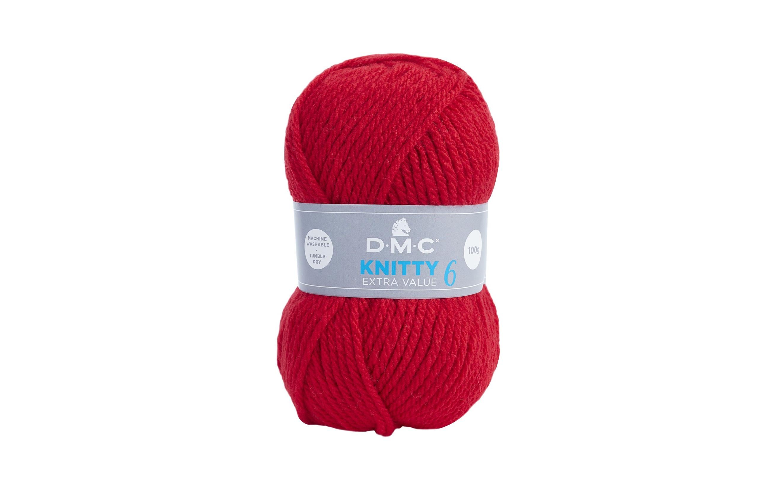 DMC Wolle Knitty 6 rot 100 g, 137 m, 100 % PAN