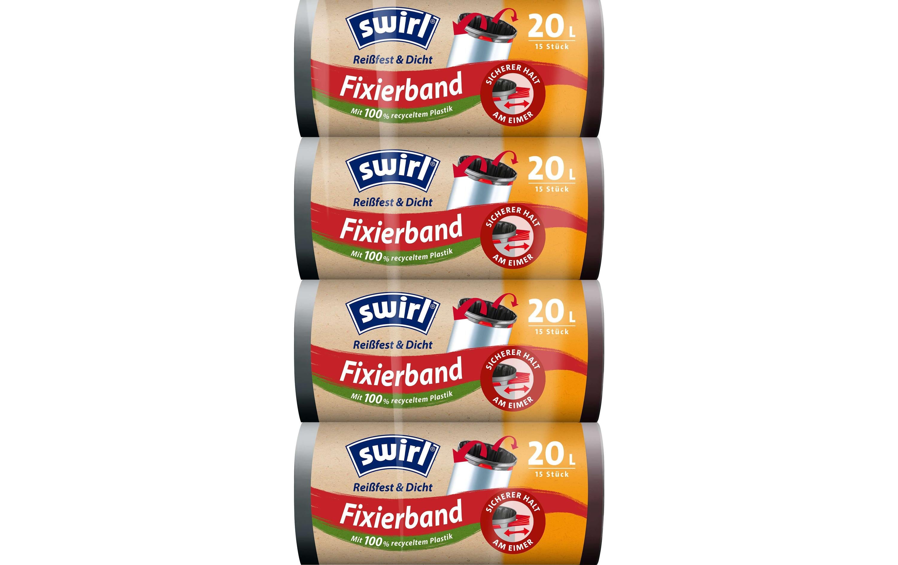 Swirl Müllbeutel elastisch 20l Zugband 20l, 4er Pack