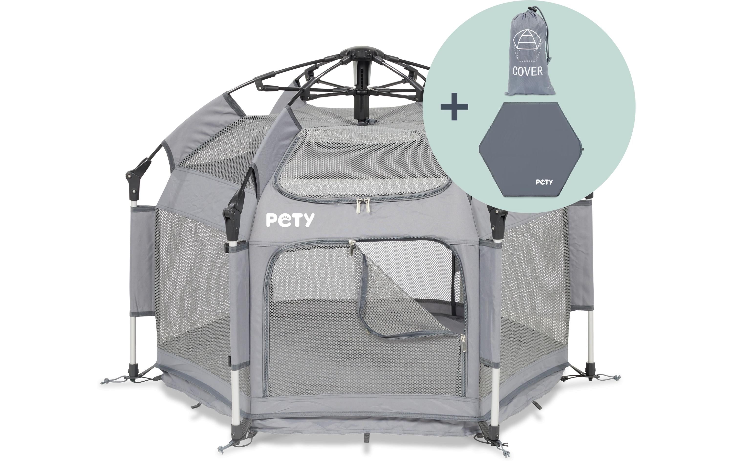 Pety Laufstall für Haustiere klein KIT Laufstall, Abdeckung & Matte