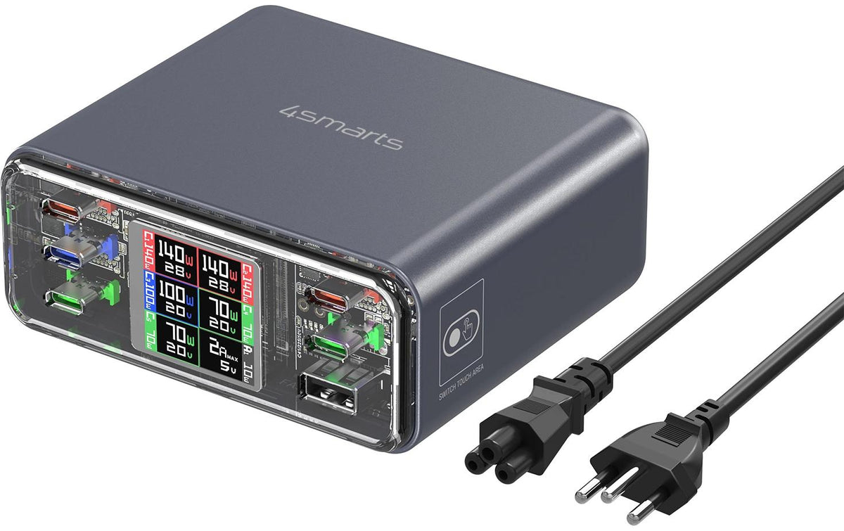 4smarts Desk Charger Lucid GaN DIY 360W spacegrau, CH plug