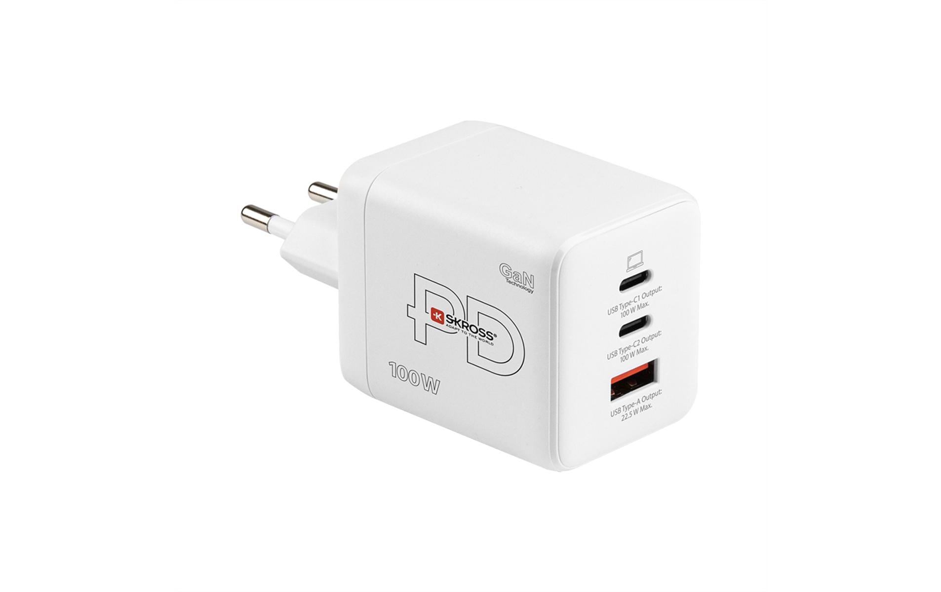 SKROSS Power Charger 100W GaN EU 2x USB-C, 1x USB-A, Weiss