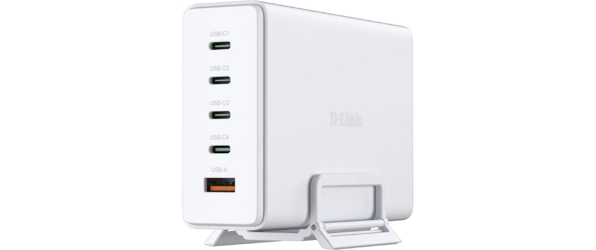 D-Link DCF-241/E: GaN Charger weiss 240W, 4x USB-C, 1x USB-A