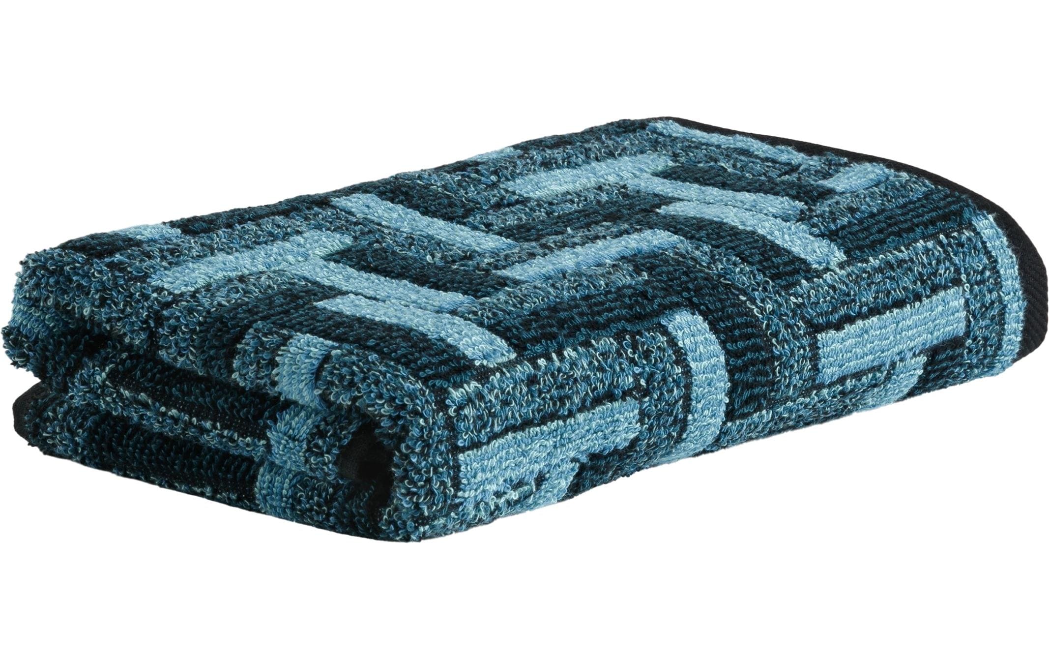 Möve Handtuch Tide Tiles 50 x 100 cm, deep lake/turquoise