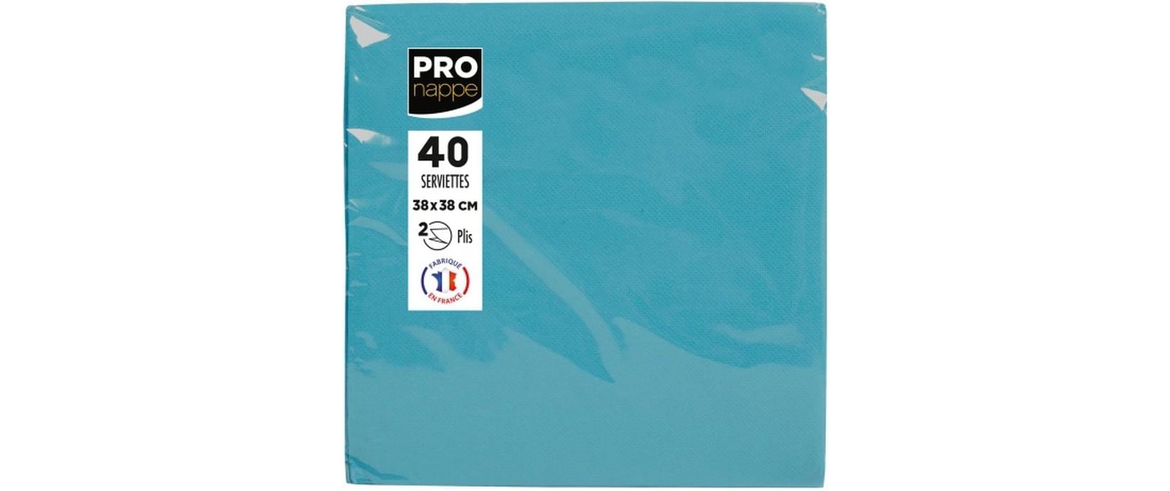 PRO nappe Servietten 38x38 cm, 40 Stück Türkis, 2-lagig, Papier