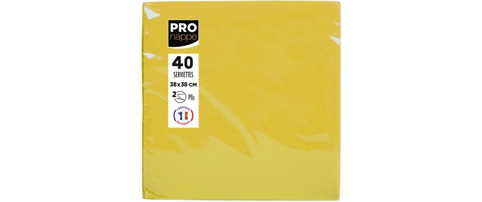 PRO nappe Servietten 38x38 cm, 40 Stück Gelb, 2-lagig, Papier