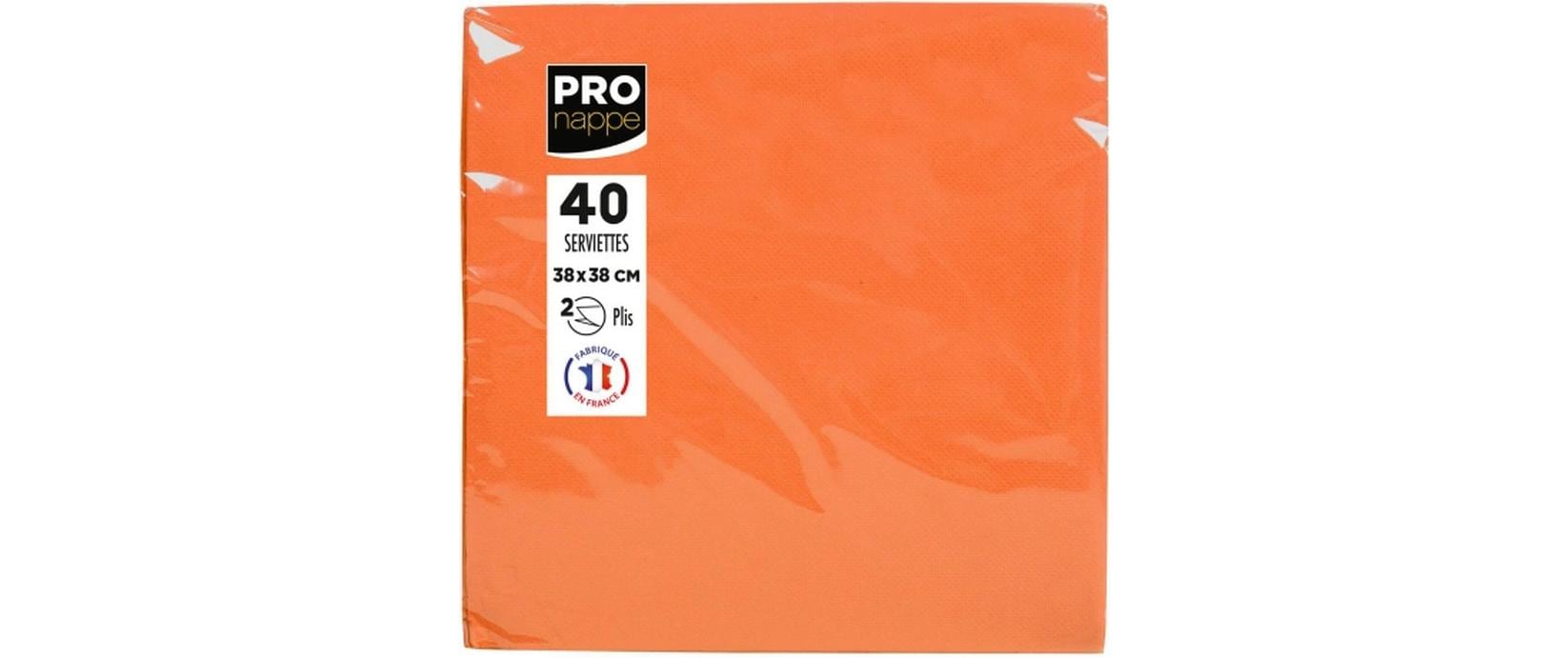 PRO nappe Servietten 38x38 cm, 40 Stück Orange, 2-lagig, Papier