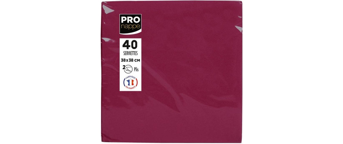 PRO nappe Servietten 38x38 cm, 40 Stück Bordeaux, 2-lagig, Papier