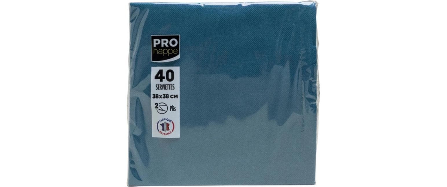 PRO nappe Servietten 38x38 cm, 40 Stück Blau, 2-lagig, Papier