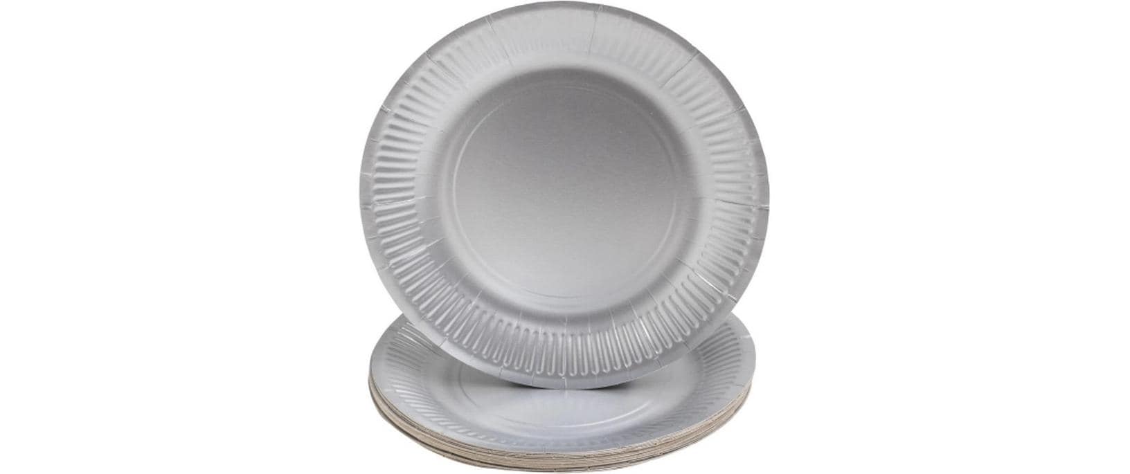 PRO nappe Einweg-Teller Silbe metal,10 Stk. D: 23 cm, Karton, plastikfrei