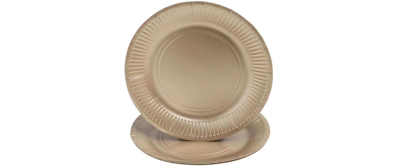 PRO nappe Einweg-Teller Gold metal, 10 Stk. D: 23 cm, Karton, plastikfrei