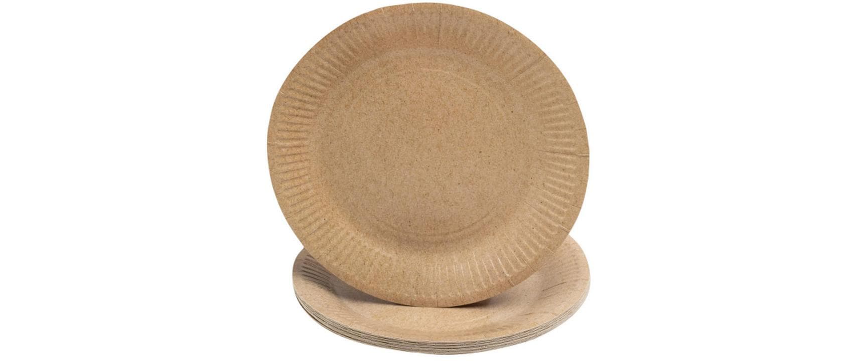 PRO nappe Einweg-Teller Kraft, 20 Stück D: 23 cm, Karton, plastikfrei