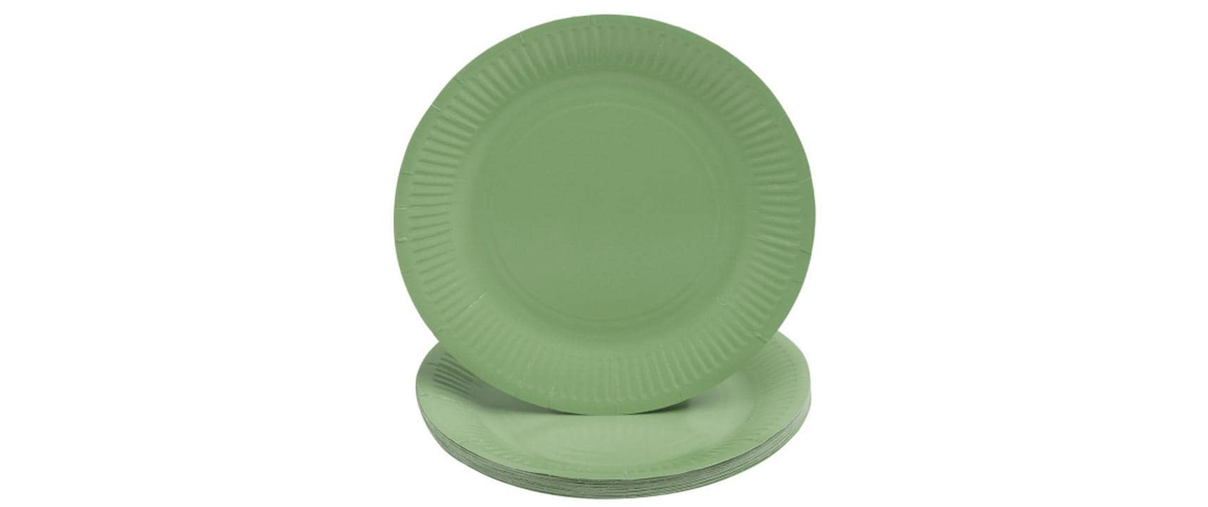PRO nappe Einweg-Teller Oliv, 20 Stück D: 23 cm, Karton, plastikfrei