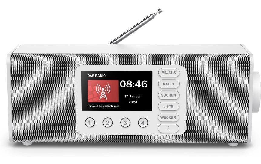 Hama Digitalradio DR2002, Stereo, Weiss DAB/DAB+,FM, BT, Radiowecker