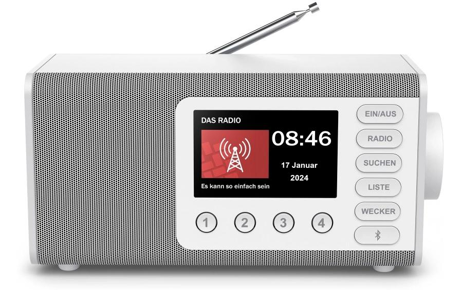 Hama Digitalradio DR1001, Weiss DAB/DAB+,FM, BT, Radiowecker