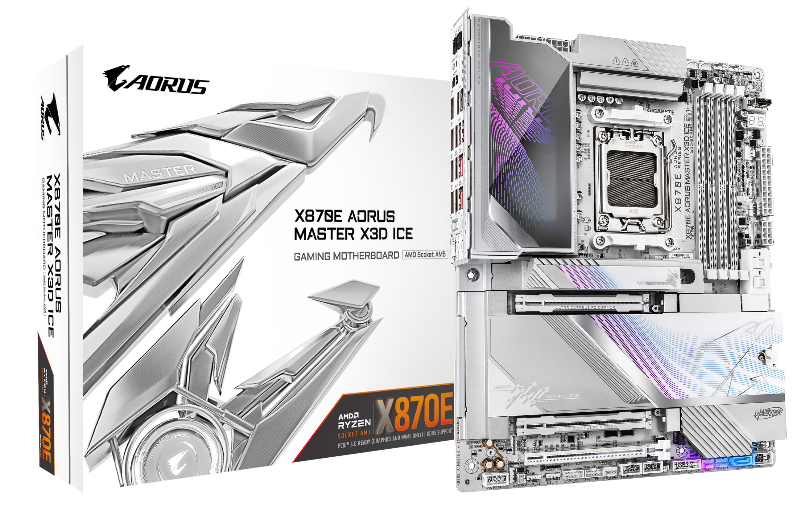 Gigabyte X870E AORUS MASTER X3D ICE, ATX AM5, AMD X870E, 4x DDR5, WIFI 7