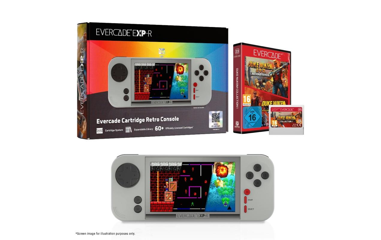 Blaze Evercade EXP-R Solo Duke Nukem Bundle Retro-Gaming-Handheld und Duke Nukem