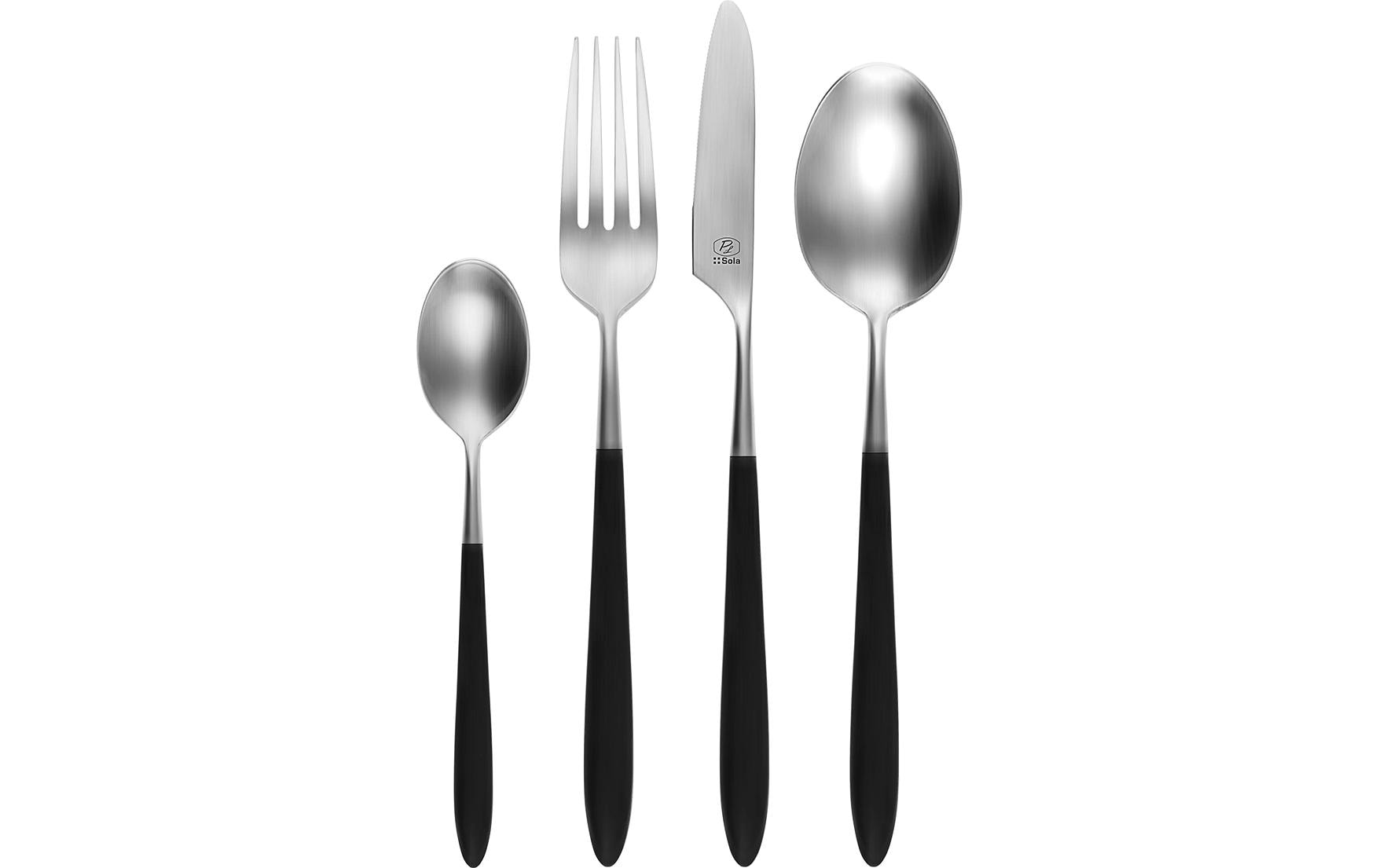 Sola Gaya Exeter Schwarz Besteckset 24tlg Stiel grau-schwarz matt