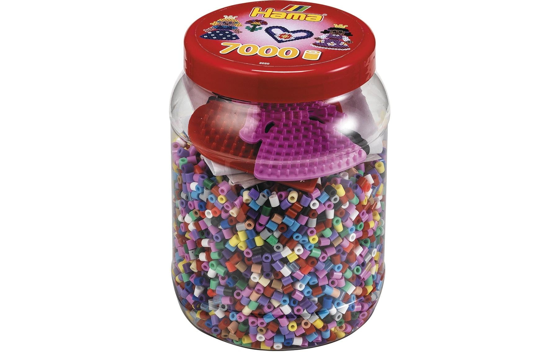 Hama Bügelperlensortiment-Dose midi, 7.000 Stk. + 2 Stiftplatten