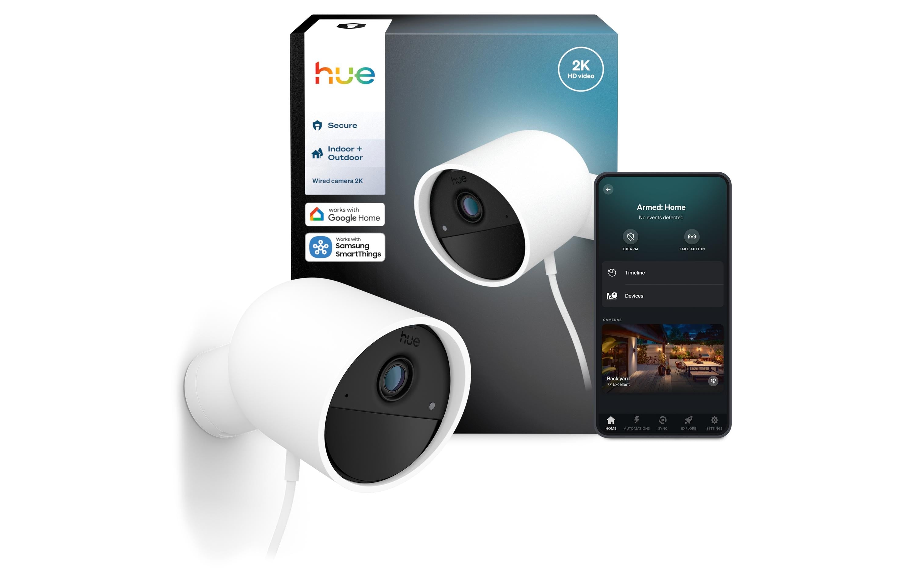 Philips Hue Secure Kamera 2K kabelgebundene, weiss
