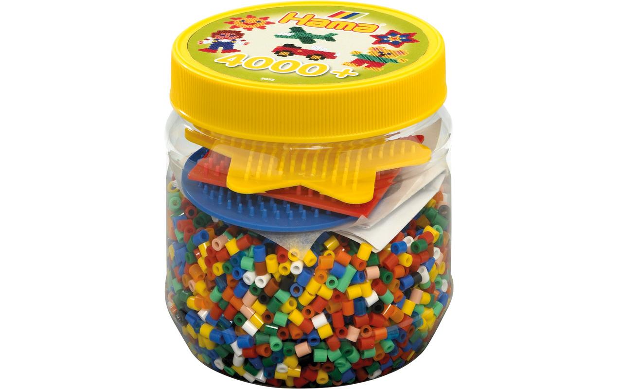 Hama Bügelperlensortiment-Dose midi, 4.000 Stk. + 3 Stiftplatten