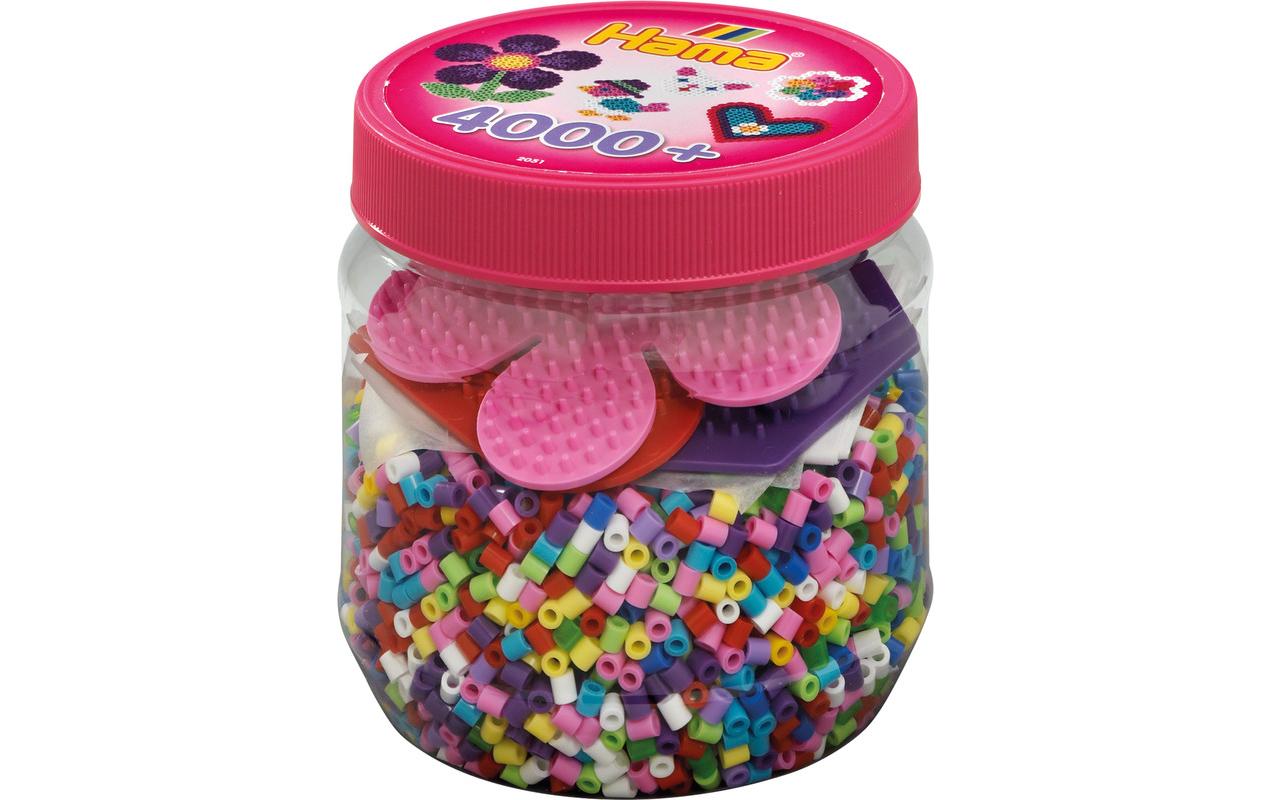 Hama Bügelperlensortiment-Dose midi, 4.000 Stk. + 3 Stiftplatten