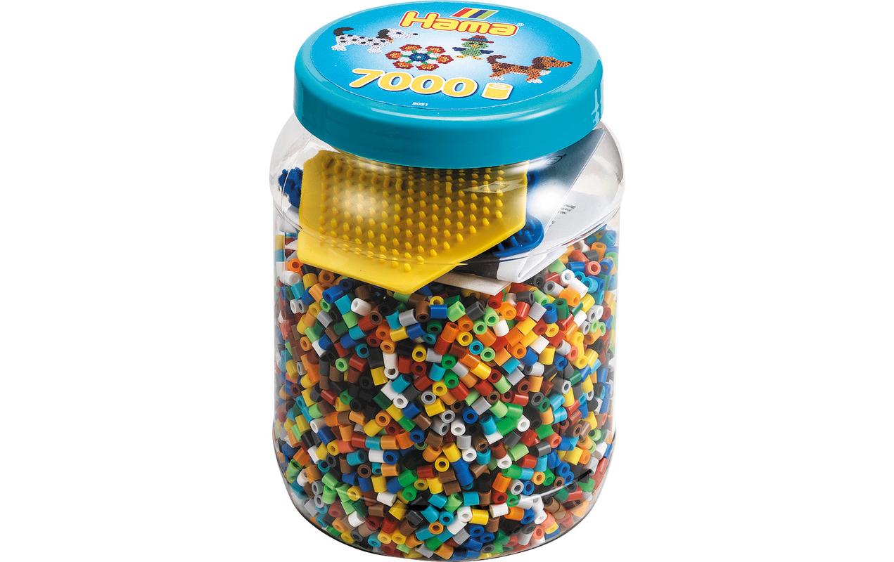 Hama Bügelperlensortiment-Dose midi, 7.000 Stk. + 2 Stiftplatten