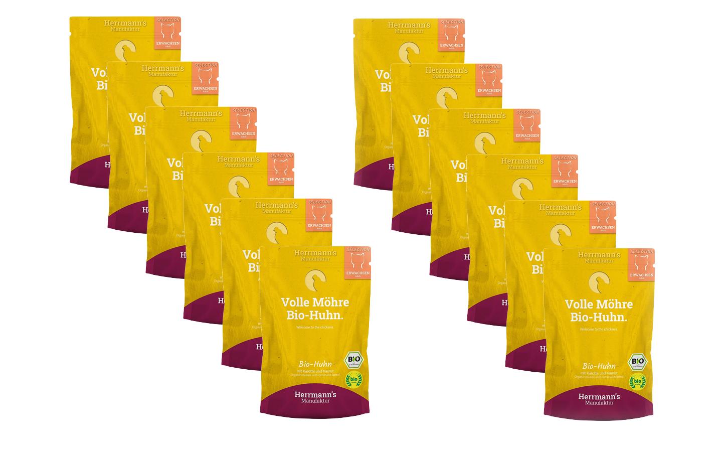 Herrmanns Cat Adult Bio Huhn Karotte 12x100g