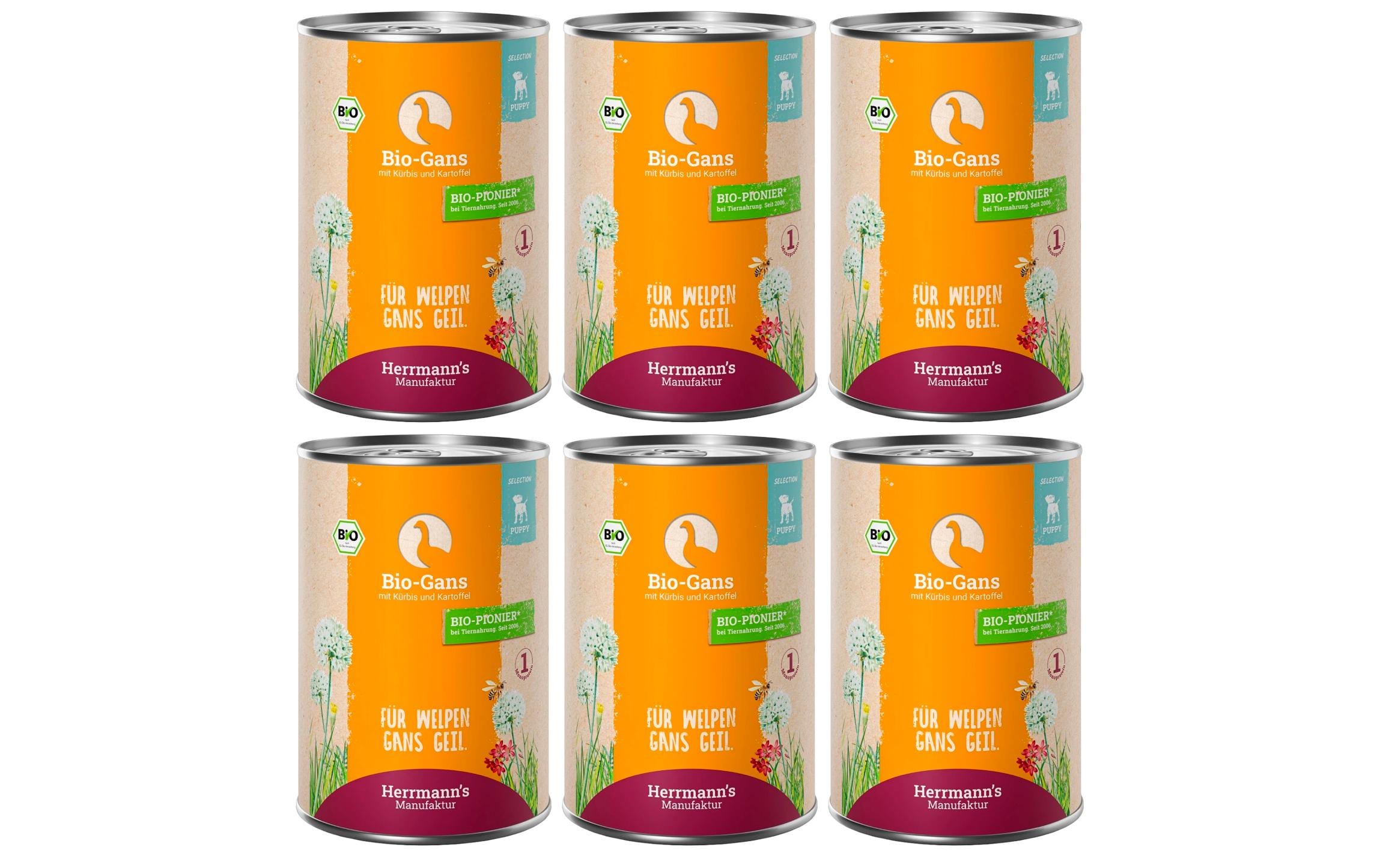 Herrmanns Dog Puppy Bio Gans Kürbis 6x400g