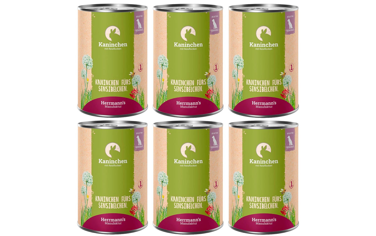 Herrmanns Dog Adult Sens. Kaninchen Reis 6x400g