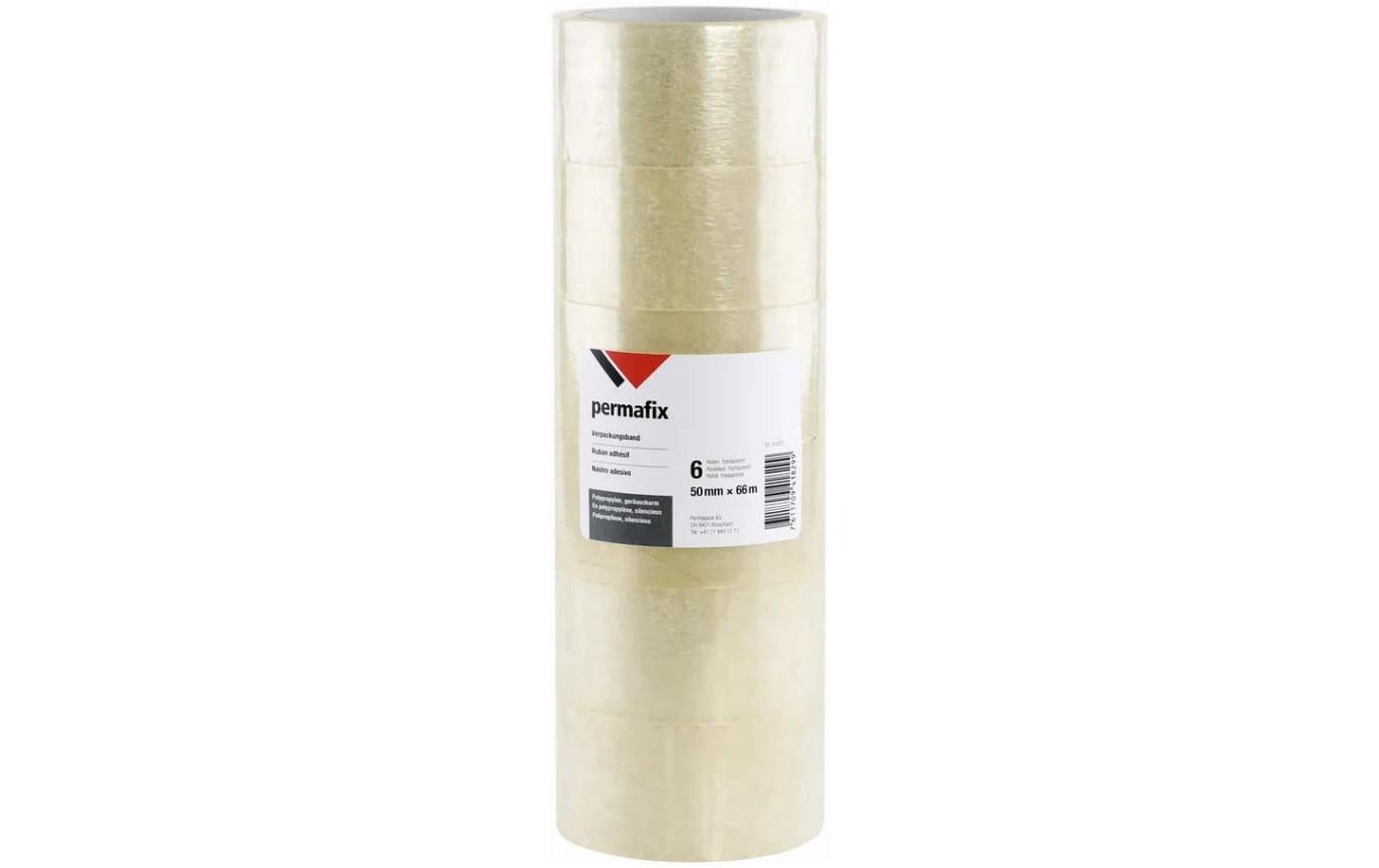 Permafix Verpackungsband transparent, 50 mm x 66 m, 6 Stück
