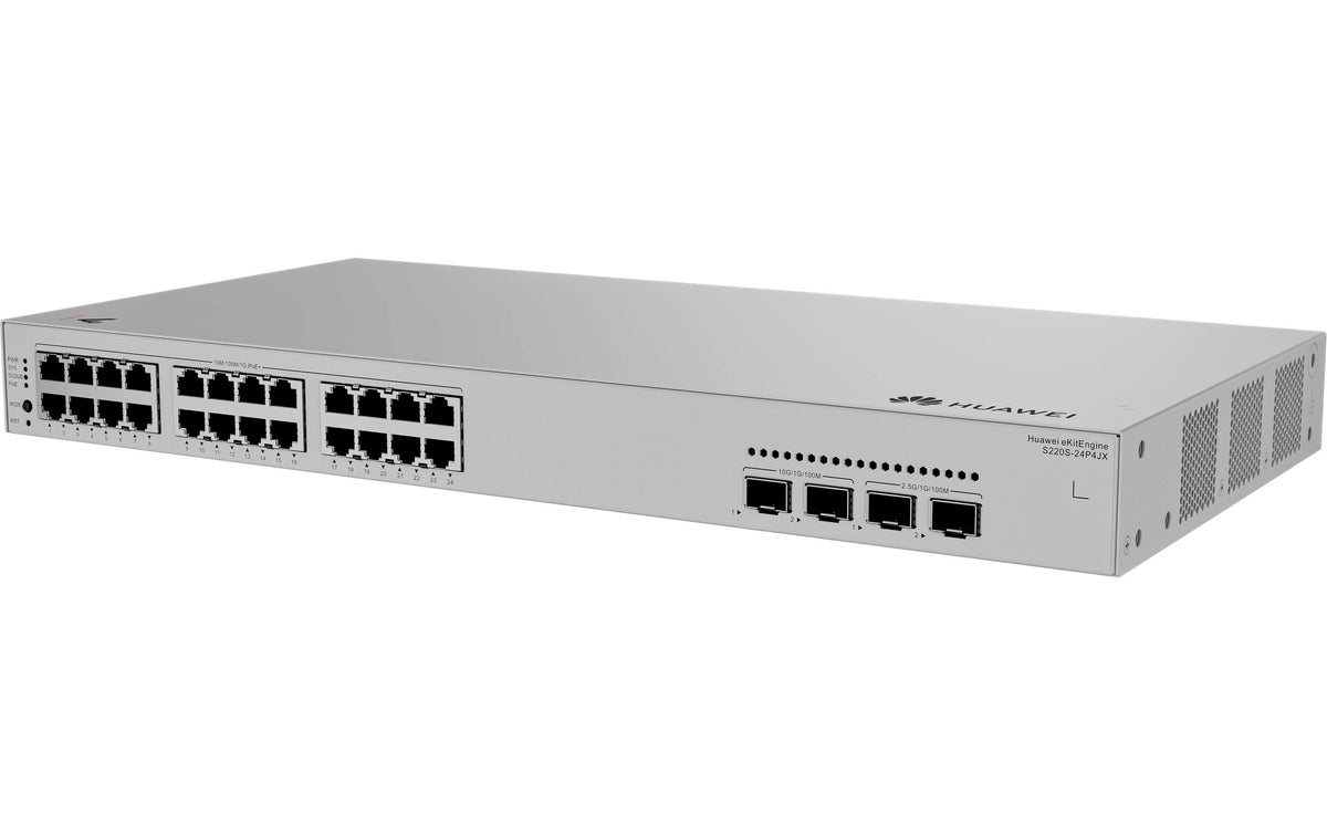 Huawei L2 Managed Switch: S220S-24P4JX 24x 10/100/1000BASE-T PoE+ ports