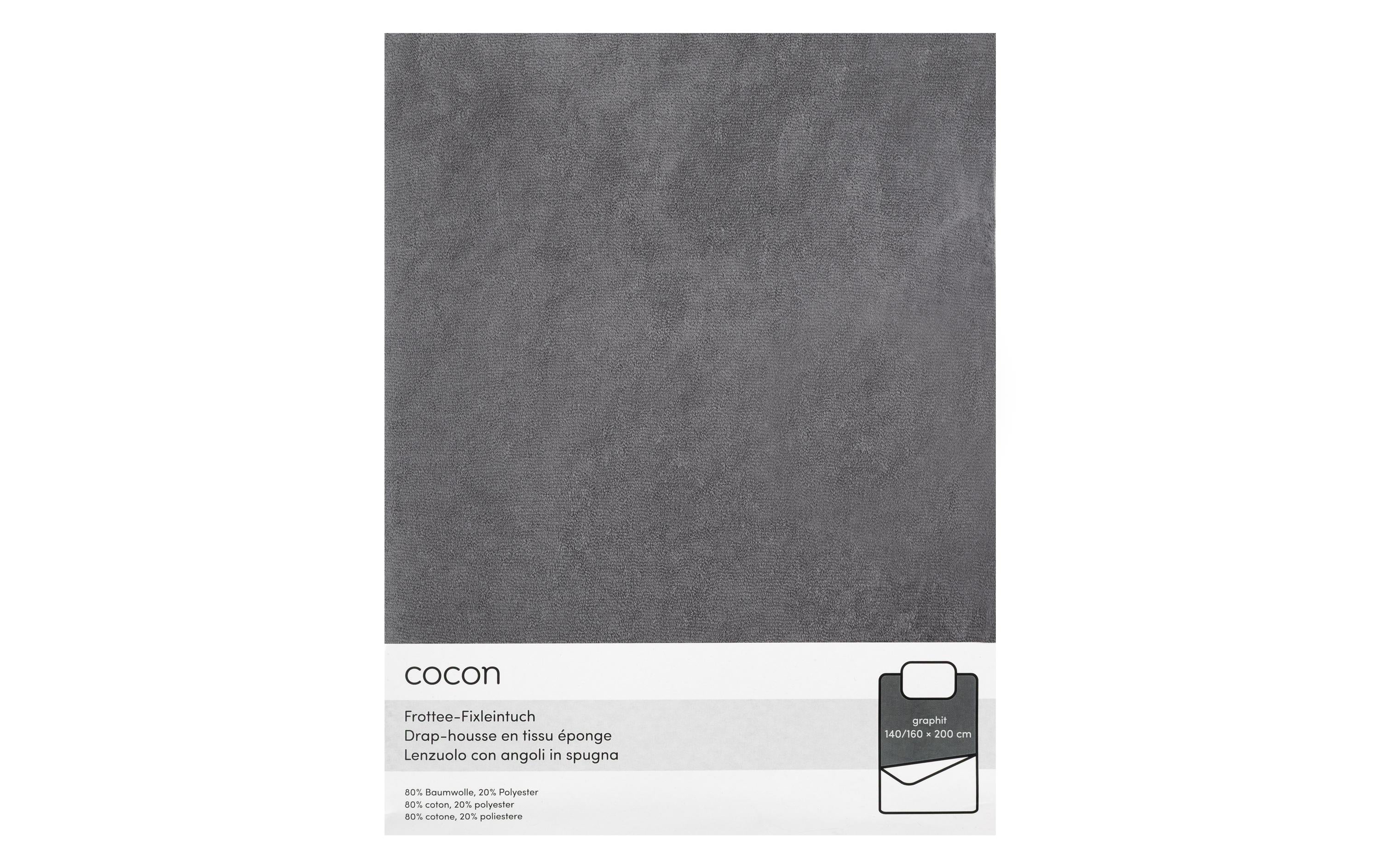 COCON Fixleintuch Frottee graphit 140/160x200 cm, 210gsm