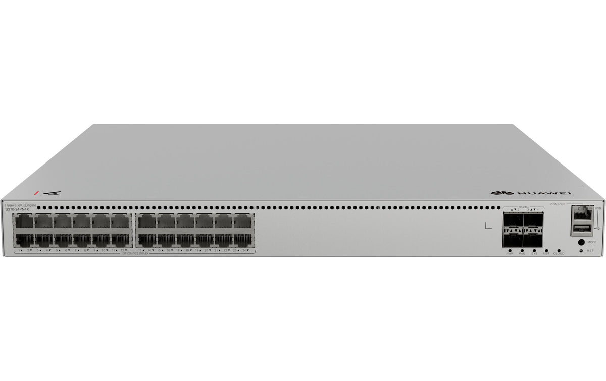 Huawei L2+ Managed Switch: S310-24PN4X 24x 10/100/1000/2.5GBASE-T, 400W PoE+