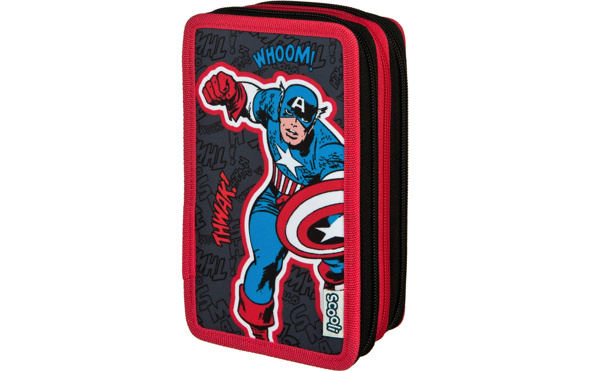 Scooli Schüleretui Tripledecker Avengers gefüllt