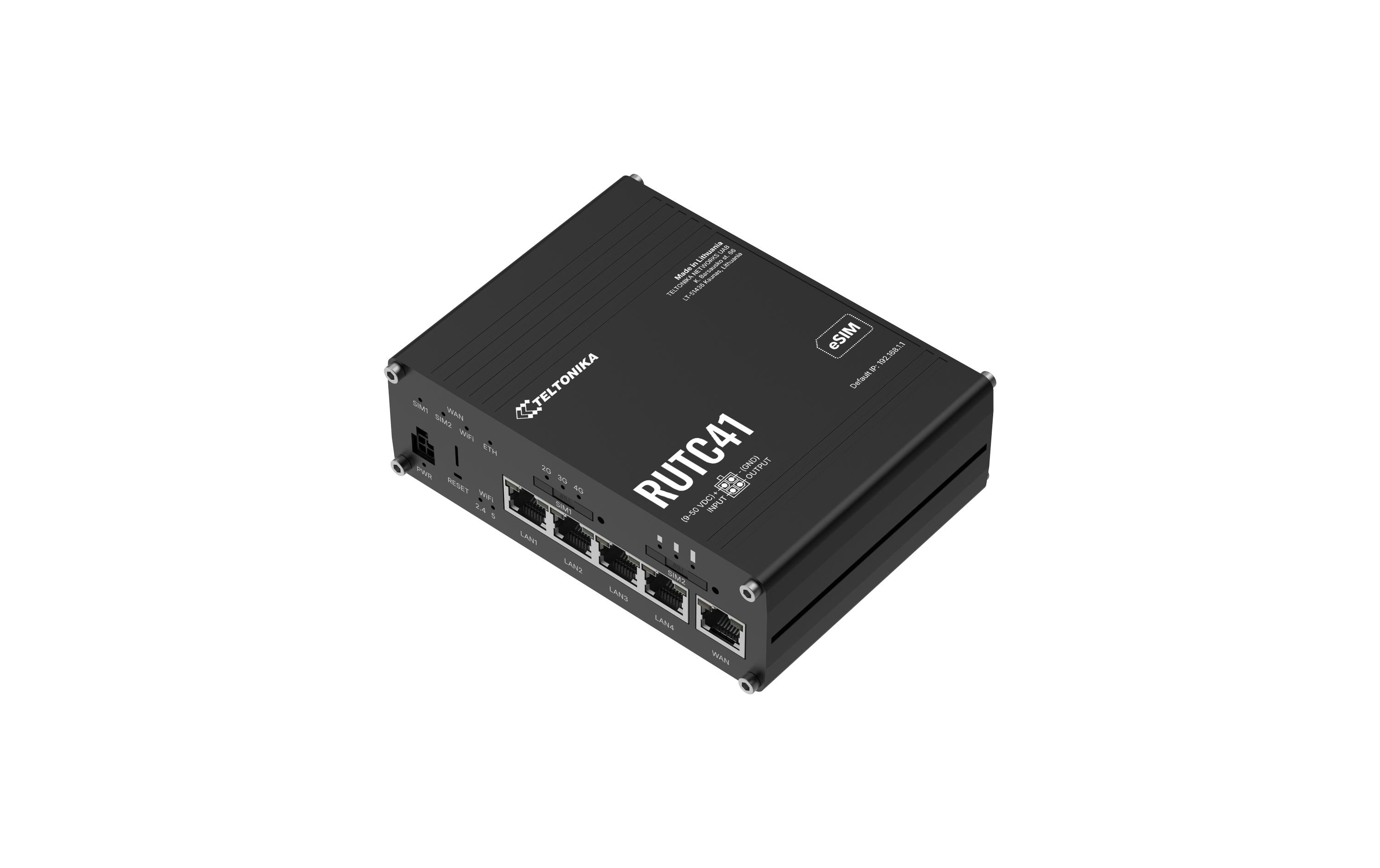 Teltonika LTE Industrierouter WiFi-6 RUTC41, Cat.4 LTE/3G/2G, 5x GE LAN, 2xSIM