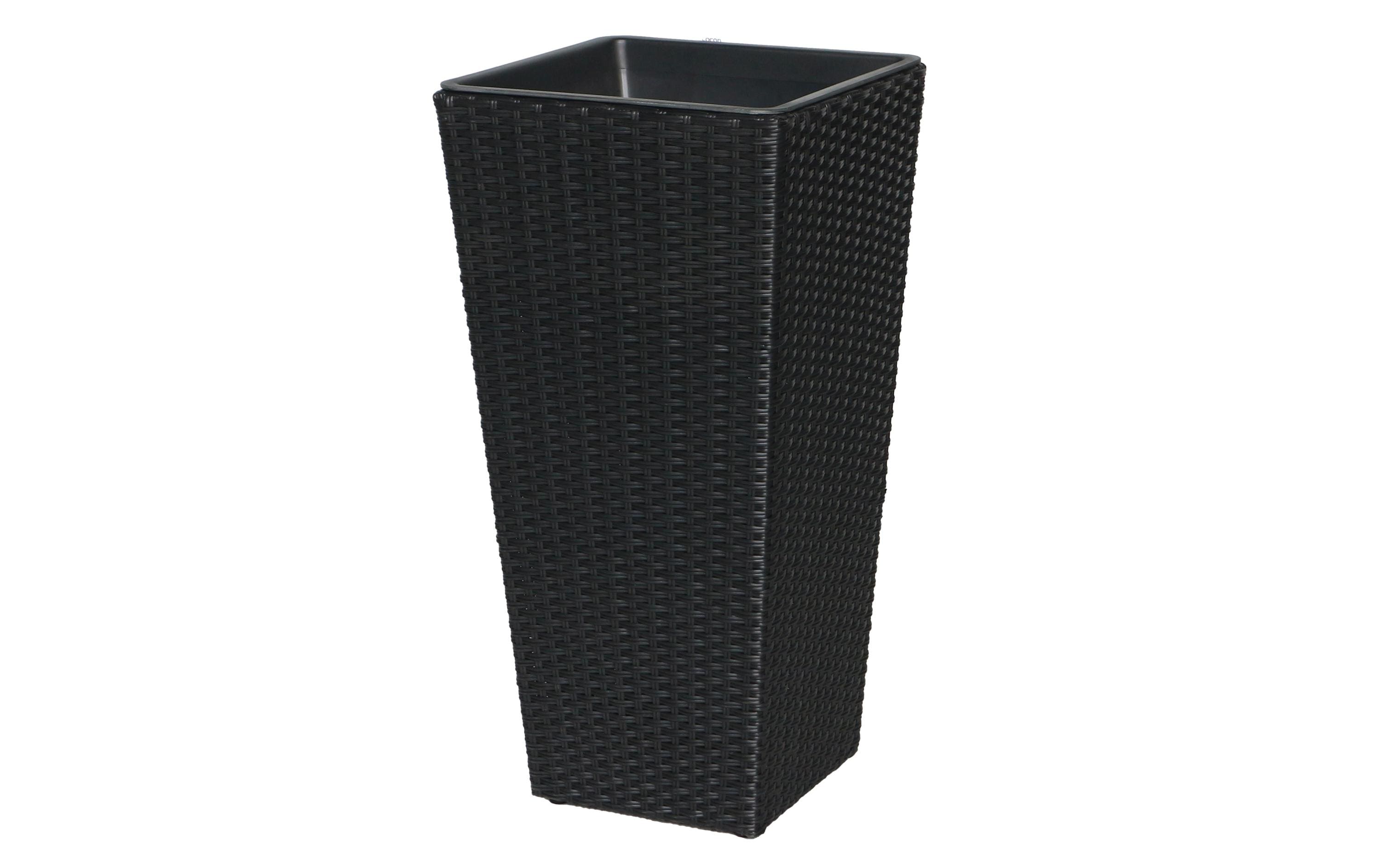 COCON Pflanztopf schwarz 35x35x70cm, Polyrattan, 3.19L