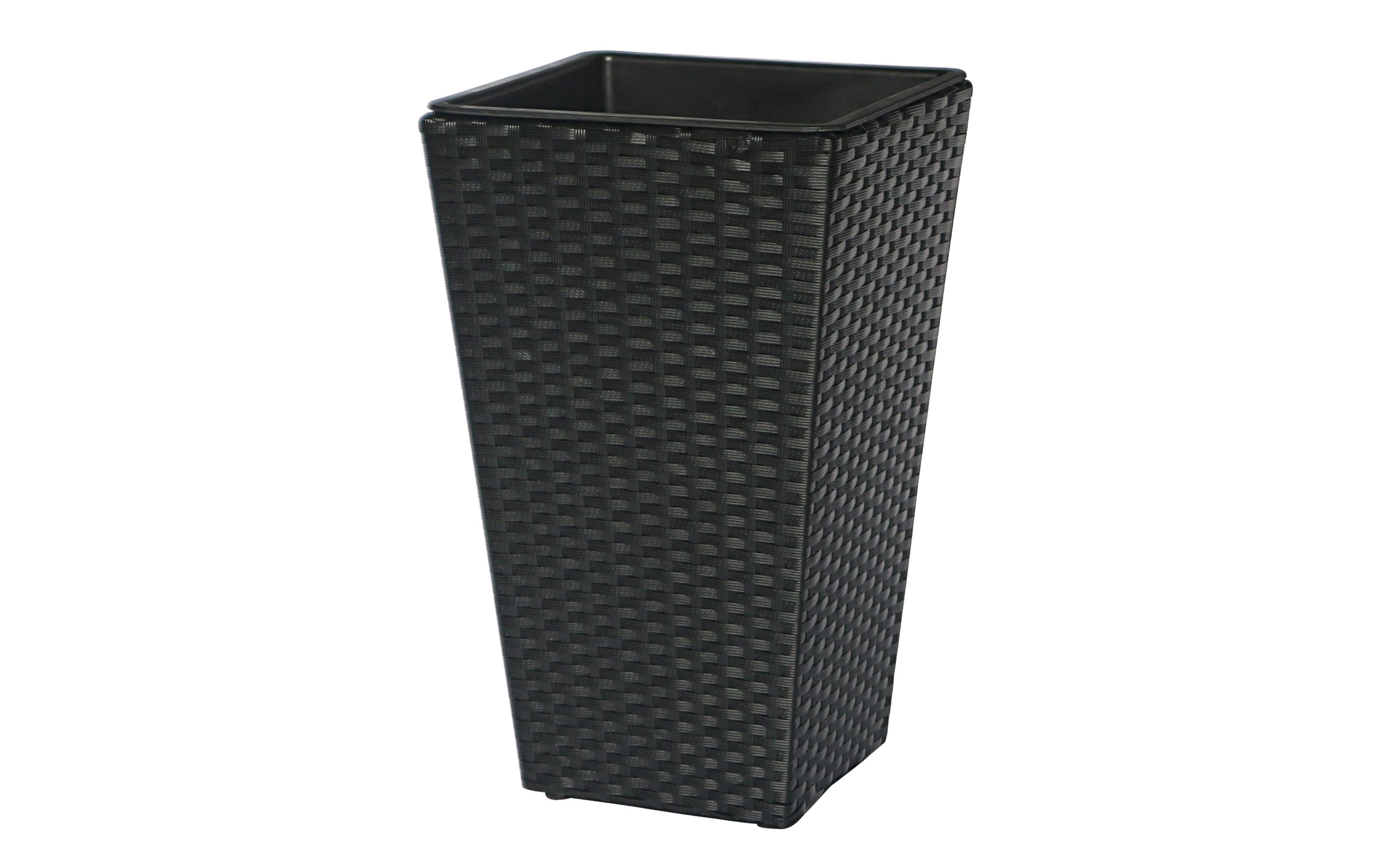 COCON Pflanztopf schwarz 30x30x50cm, Polyrattan, 2.52L