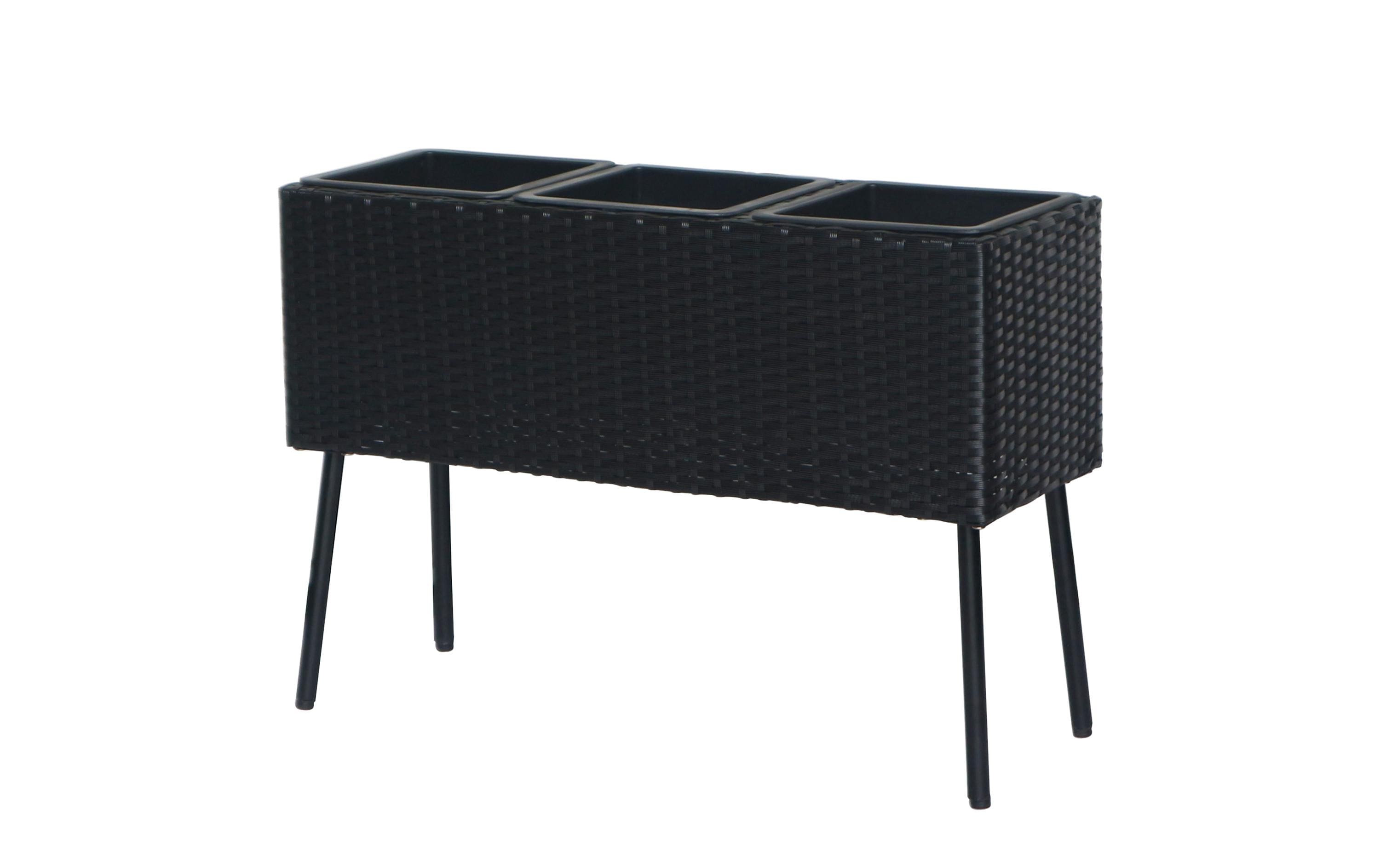 COCON Pflanztopf schwarz 78x58xH26/54cm, Polyrattan, 3x 1.17L