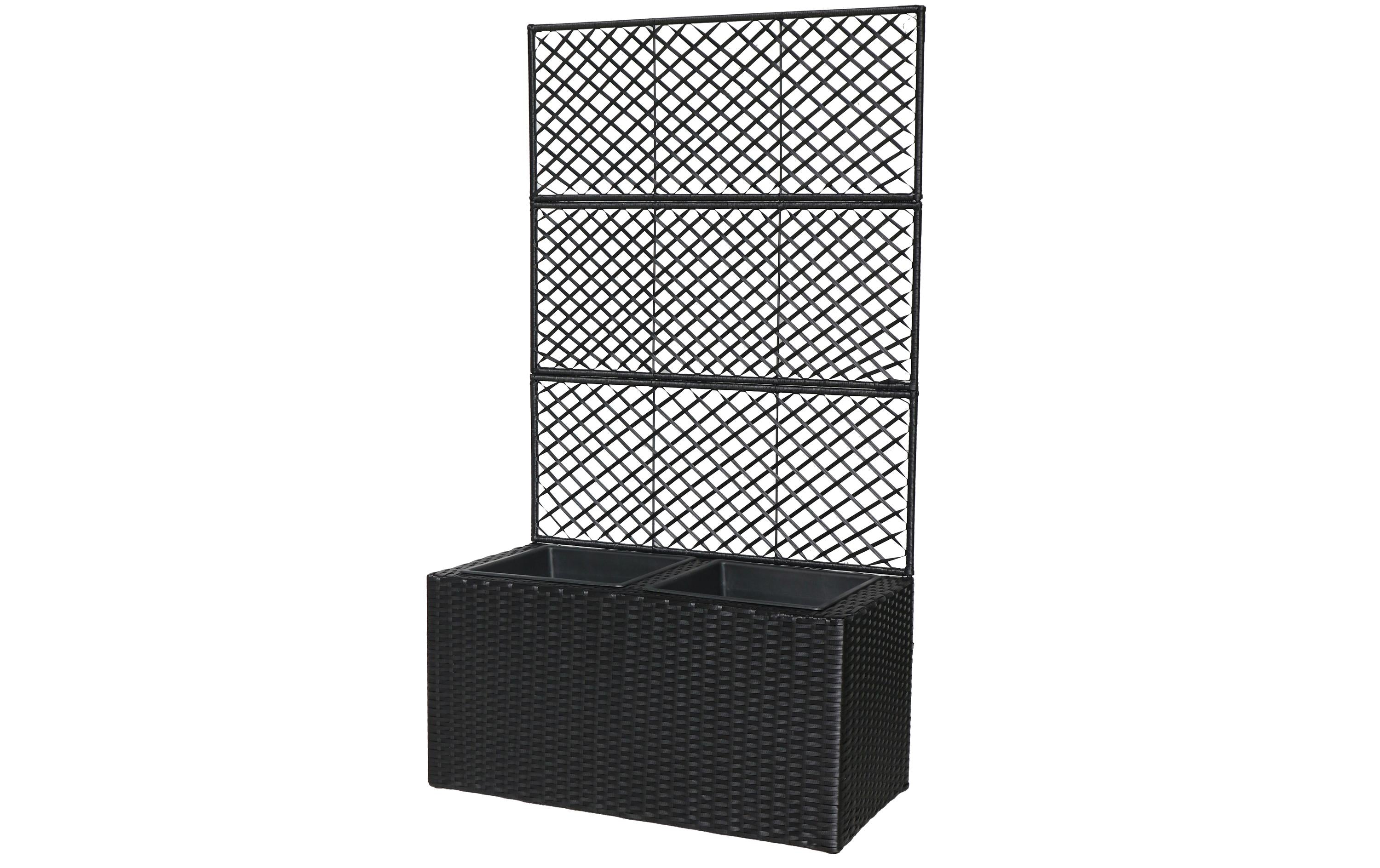 COCON Pflanztopf schwarz 80x40xH40/143cm, Polyrattan, 2x 3.33L