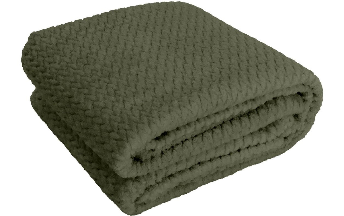 Hubatka Plaid Uni, olive Wohndecke 180x220cm