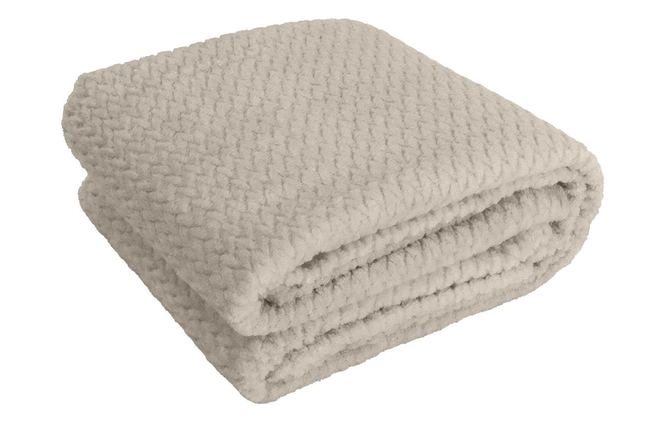 Hubatka Plaid Uni, beige Wohndecke 180x220cm