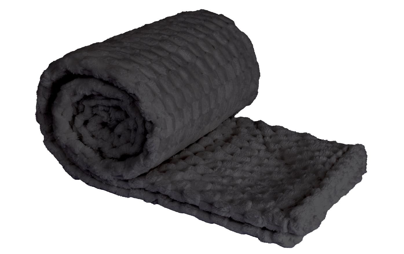 Hubatka Plaid Uni, grau Wohndecke 180x220cm