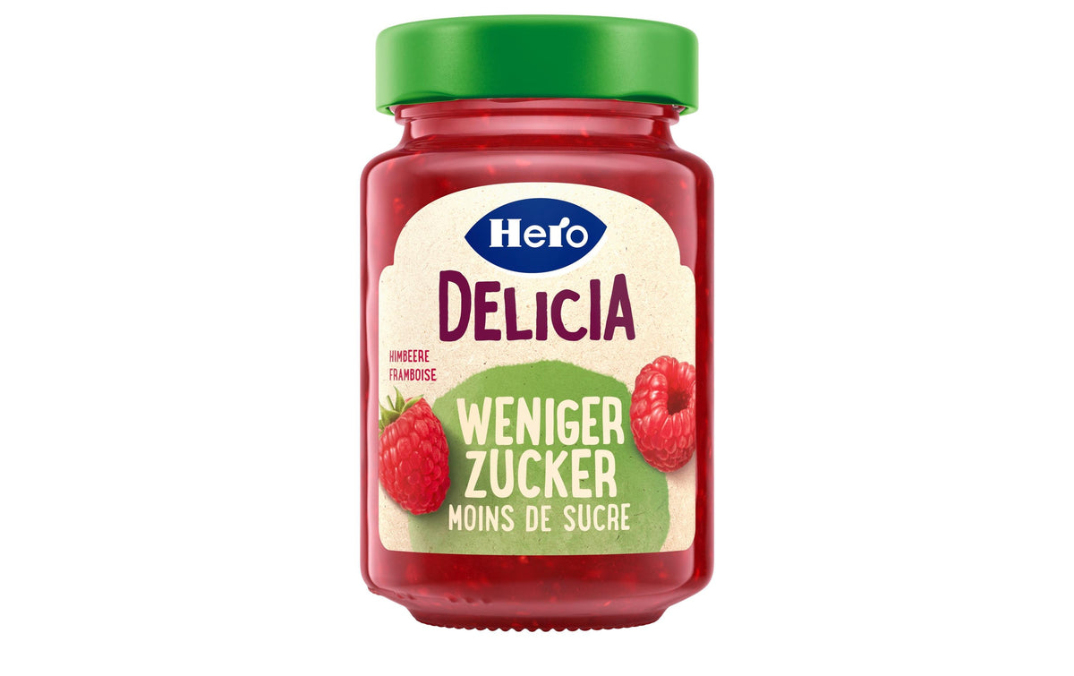 Hero Delicia Weniger Zucker Himbeerkonfitüre Glas 270g