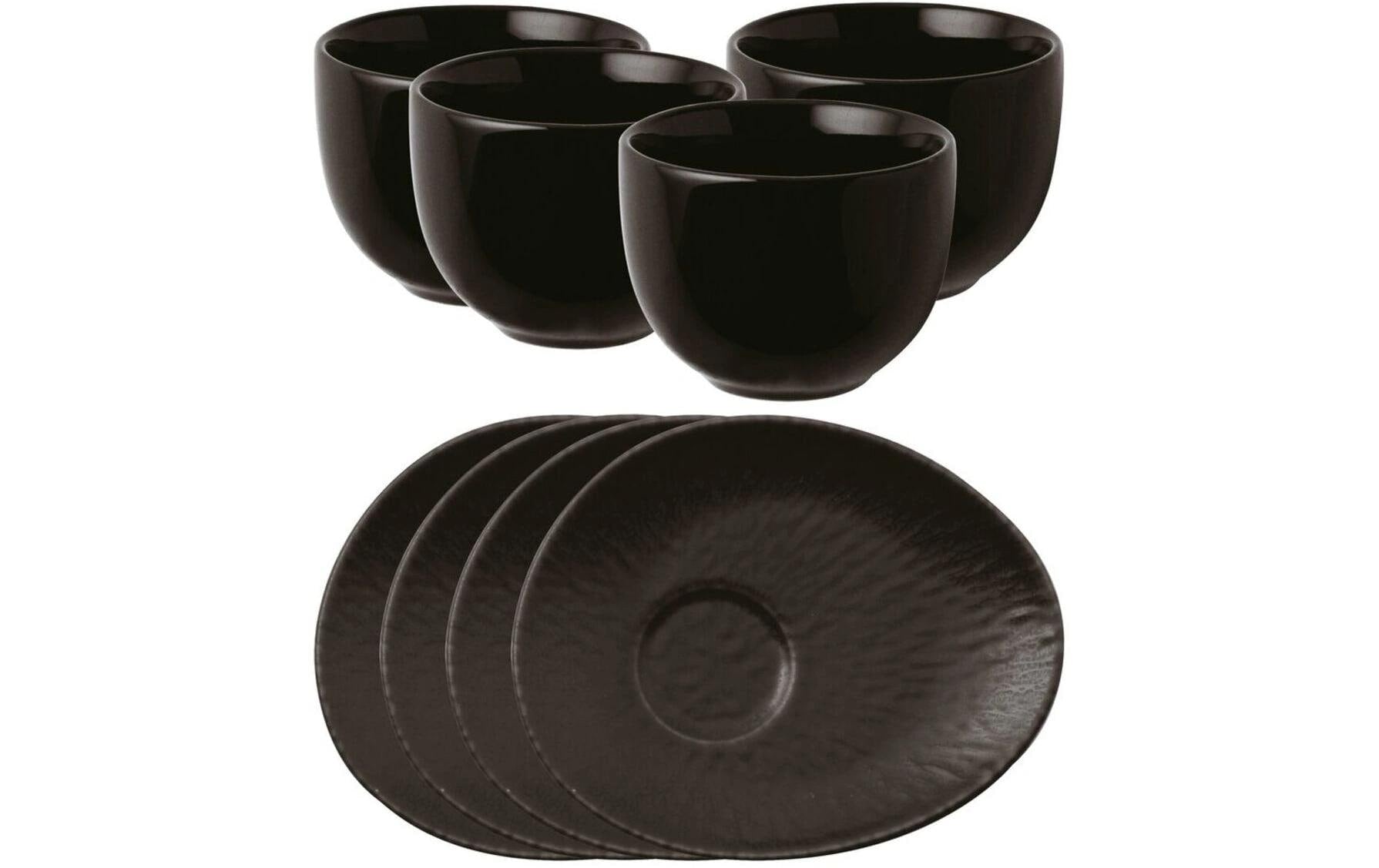 AK Kaffeeservice 4 Tassen M/Teller Org Onyx Stoneware